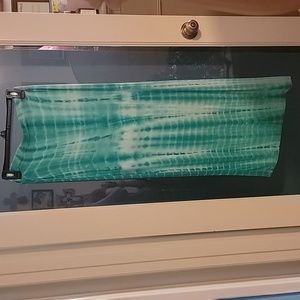 Blue and White Tiedye Maxi Skirt w/side slit